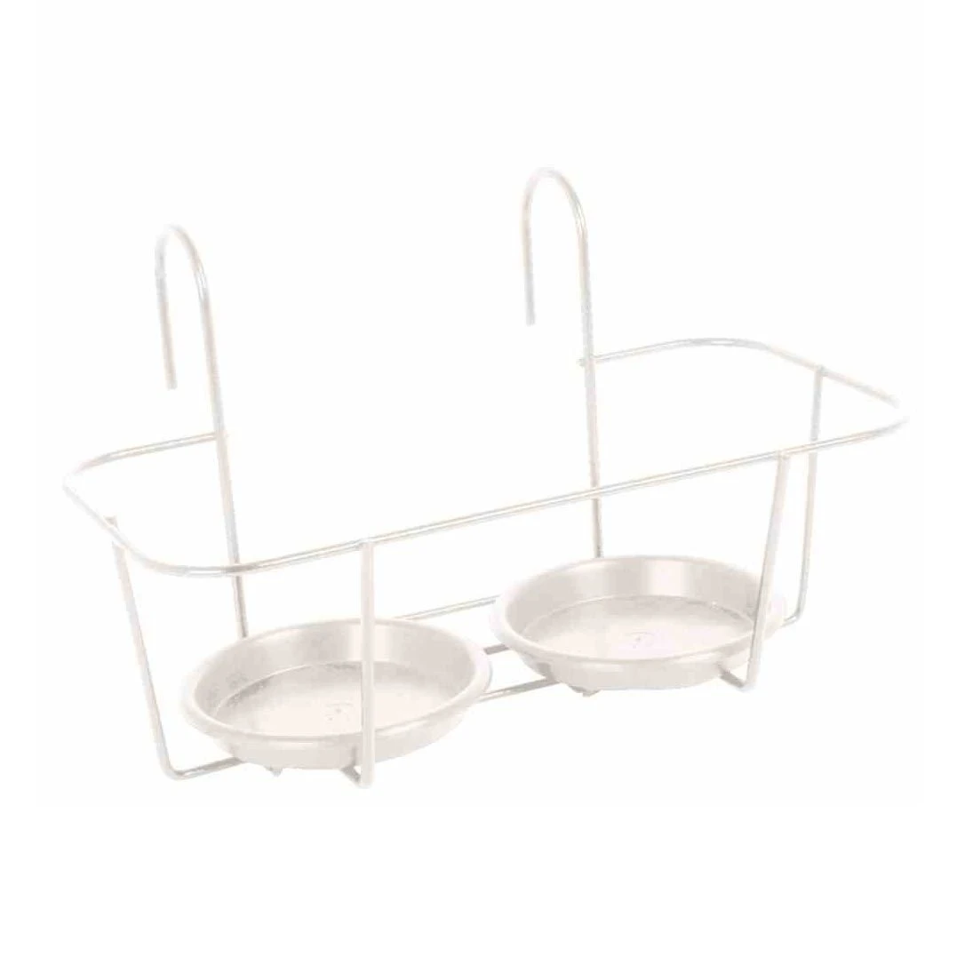 Haken-Blumentopfhalter, Metall, Weiß, 34 X 18 Cm, Für Zwei Töpfe