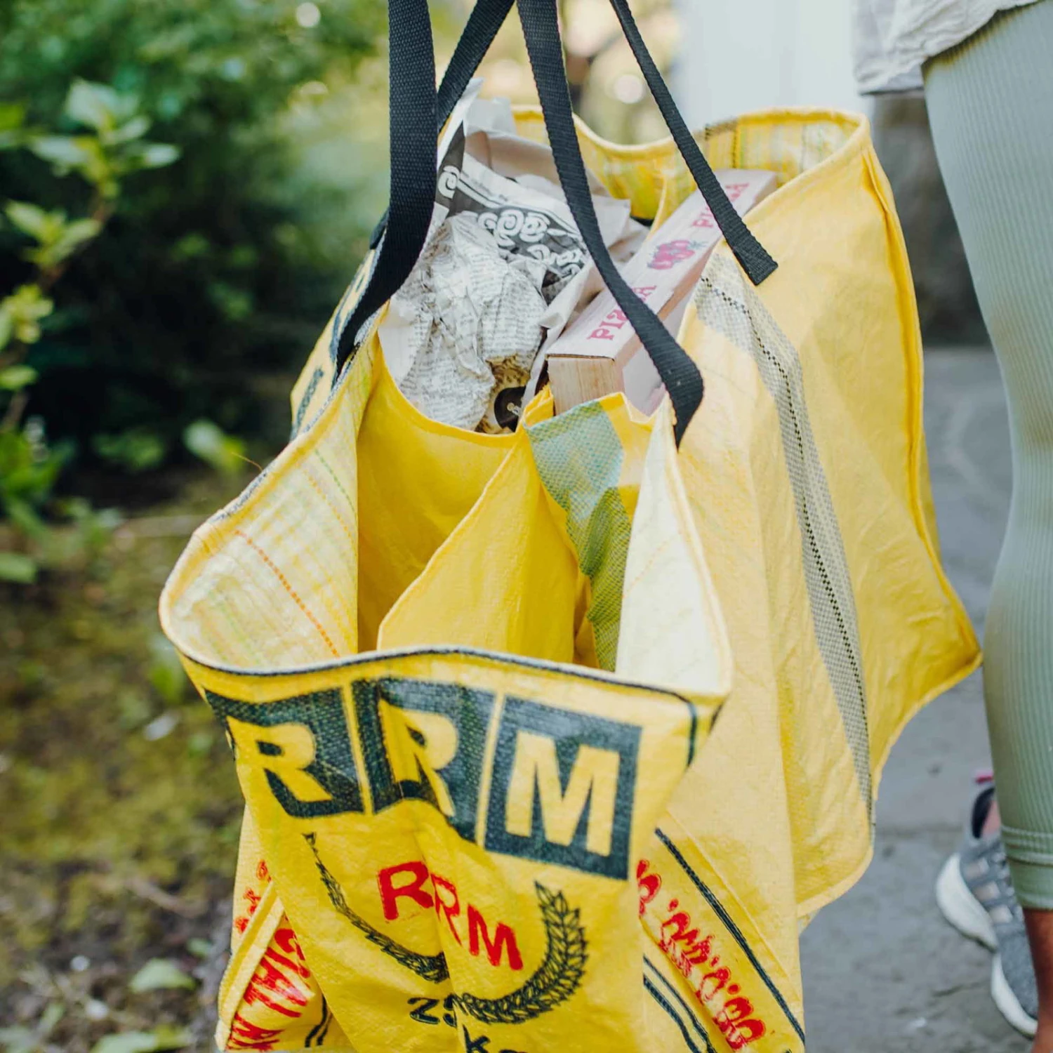 Wertstoffsammeltasche, Bunt, Aus Reissäcken, Ca. 40 X 40 X 50 Cm