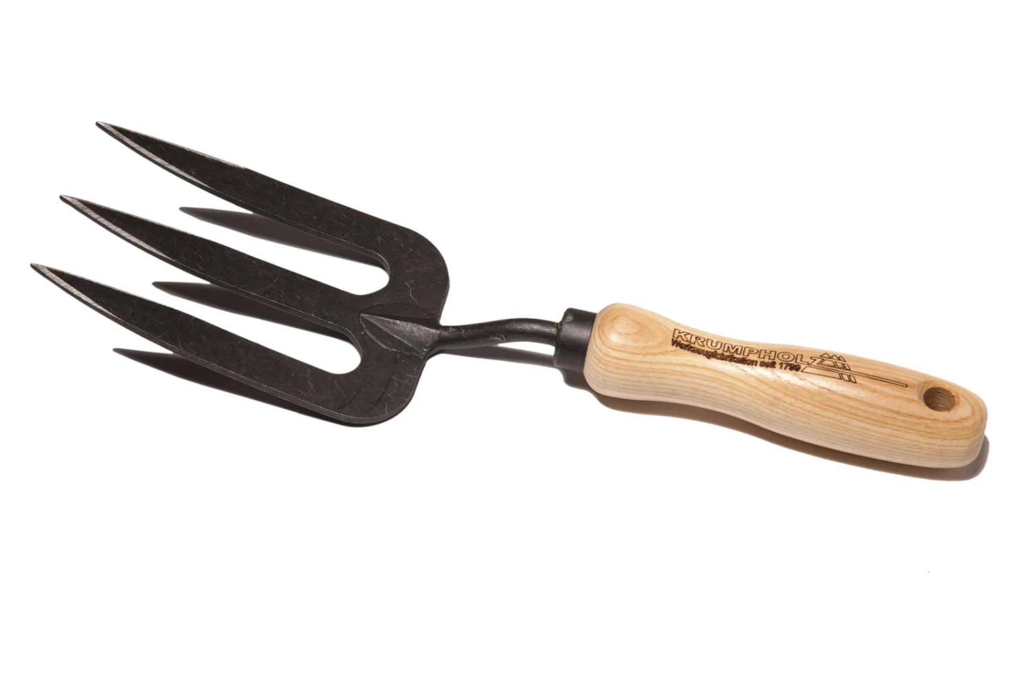 Krumpholz Handgabel Mit 3 Zinken Und Griff Aus Eschenholz, 14 Cm