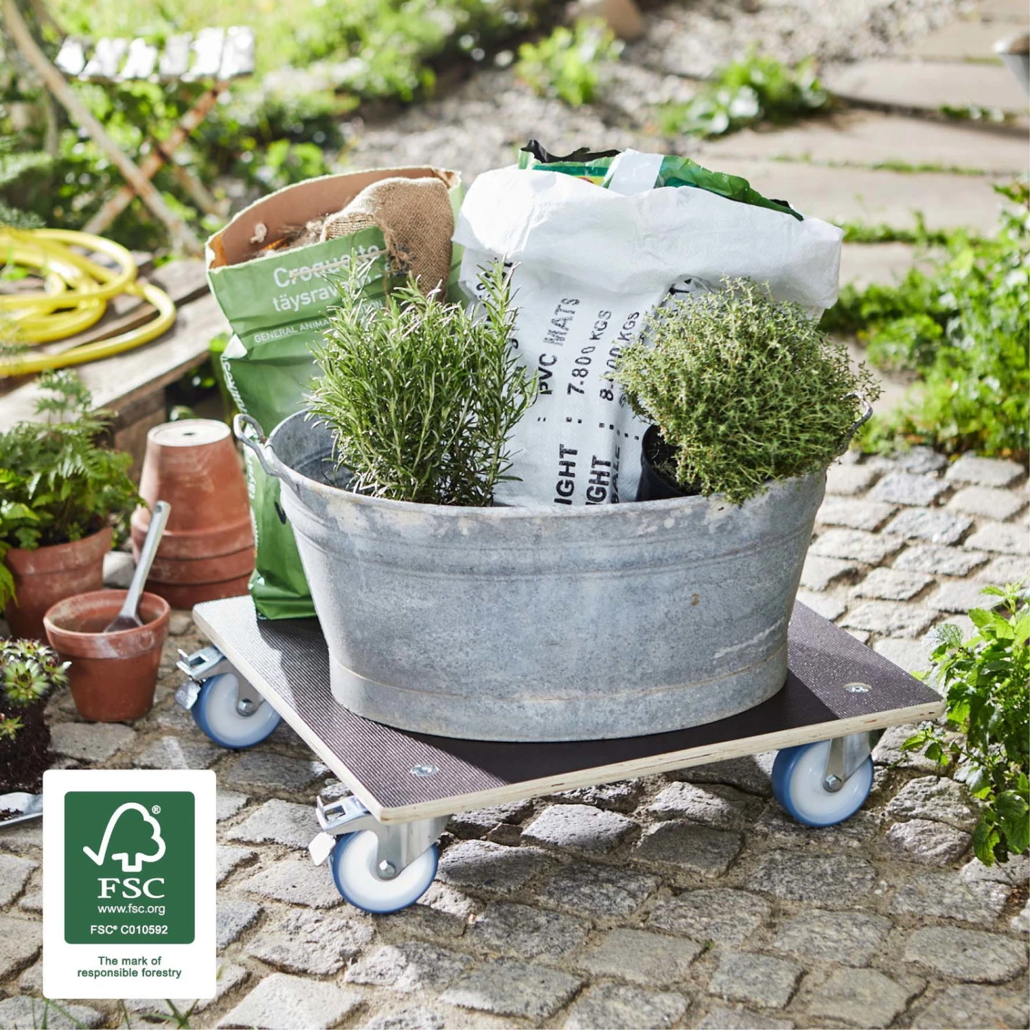 Multi Roller Maxi GRIP, 300 Kg Tragkraft, Holz, Ca. 58 X 58 X 15 Cm - Image 2