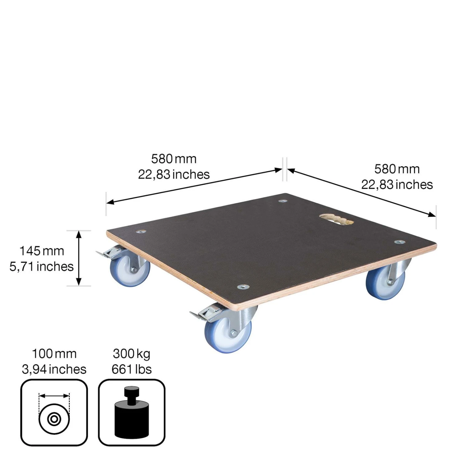 Multi Roller Maxi GRIP, 300 Kg Tragkraft, Holz, Ca. 58 X 58 X 15 Cm - Image 6