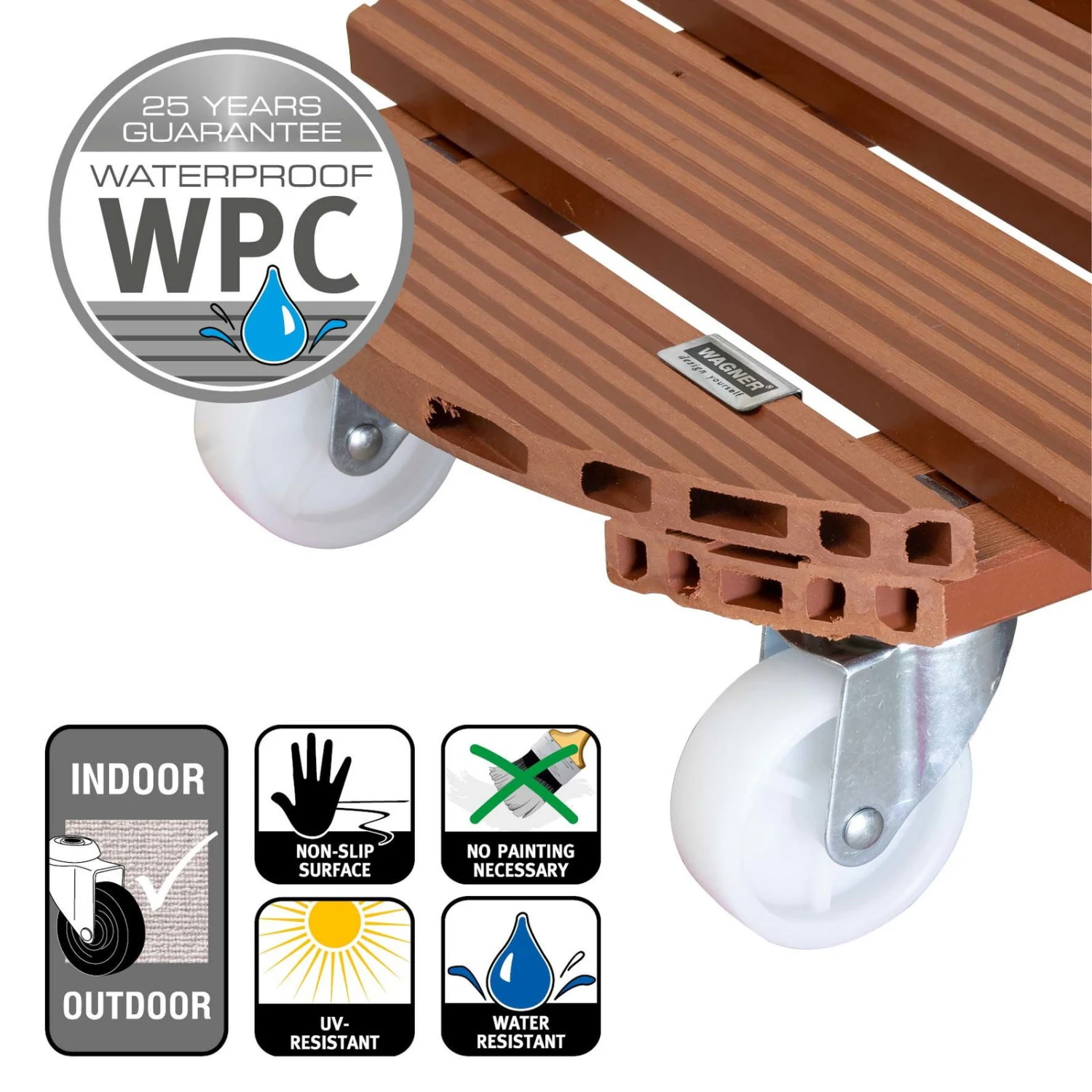 Multi Roller WPC, 150 Kg Tragkraft, Ca. 39 X 39 X 11 Cm - Image 3