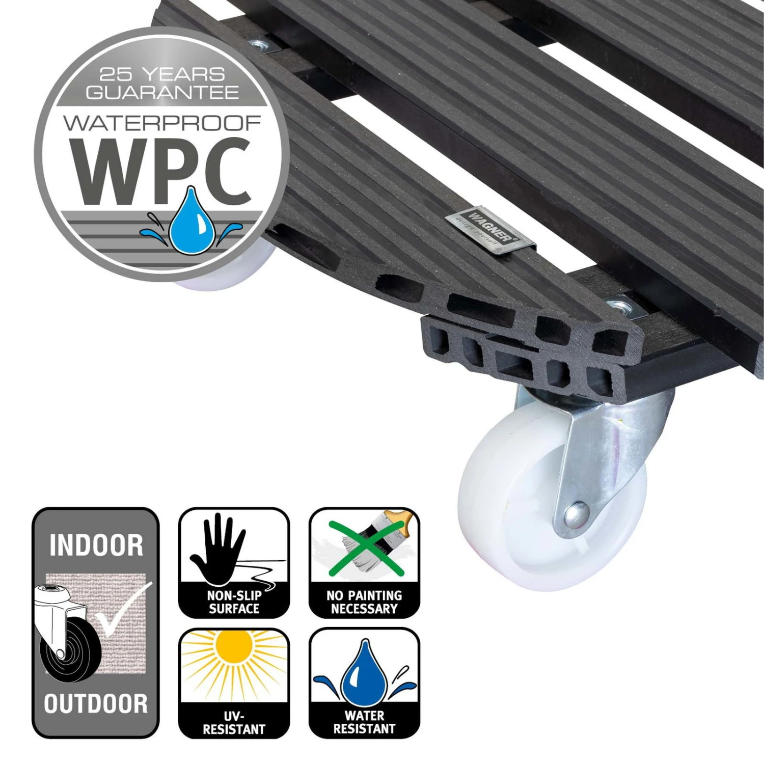 Multi Roller WPC, 120 Kg Tragkraft, Ca. 50 X 50 X 11 Cm - Image 3