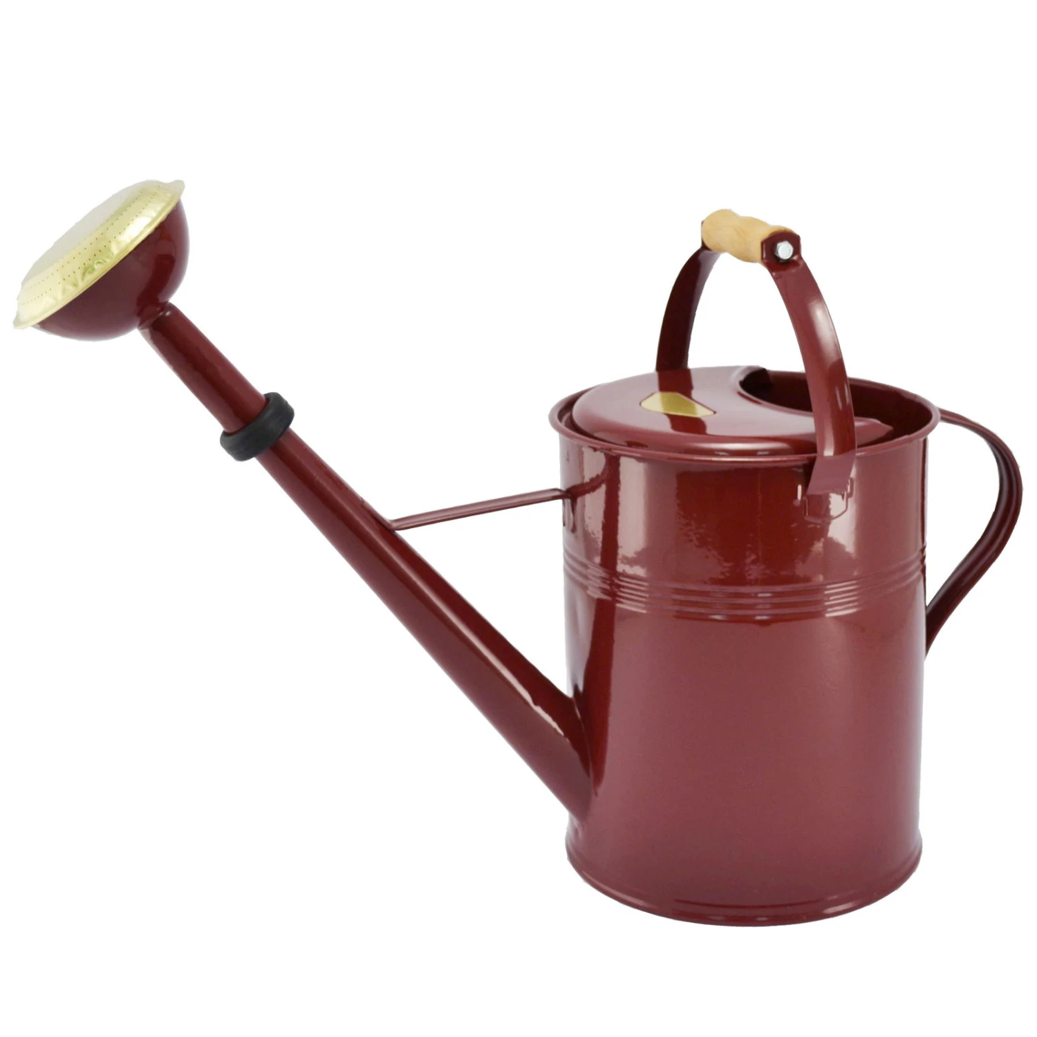 Zinkgießkanne Mit Holzgriff Und Messingbrause, Weinrot