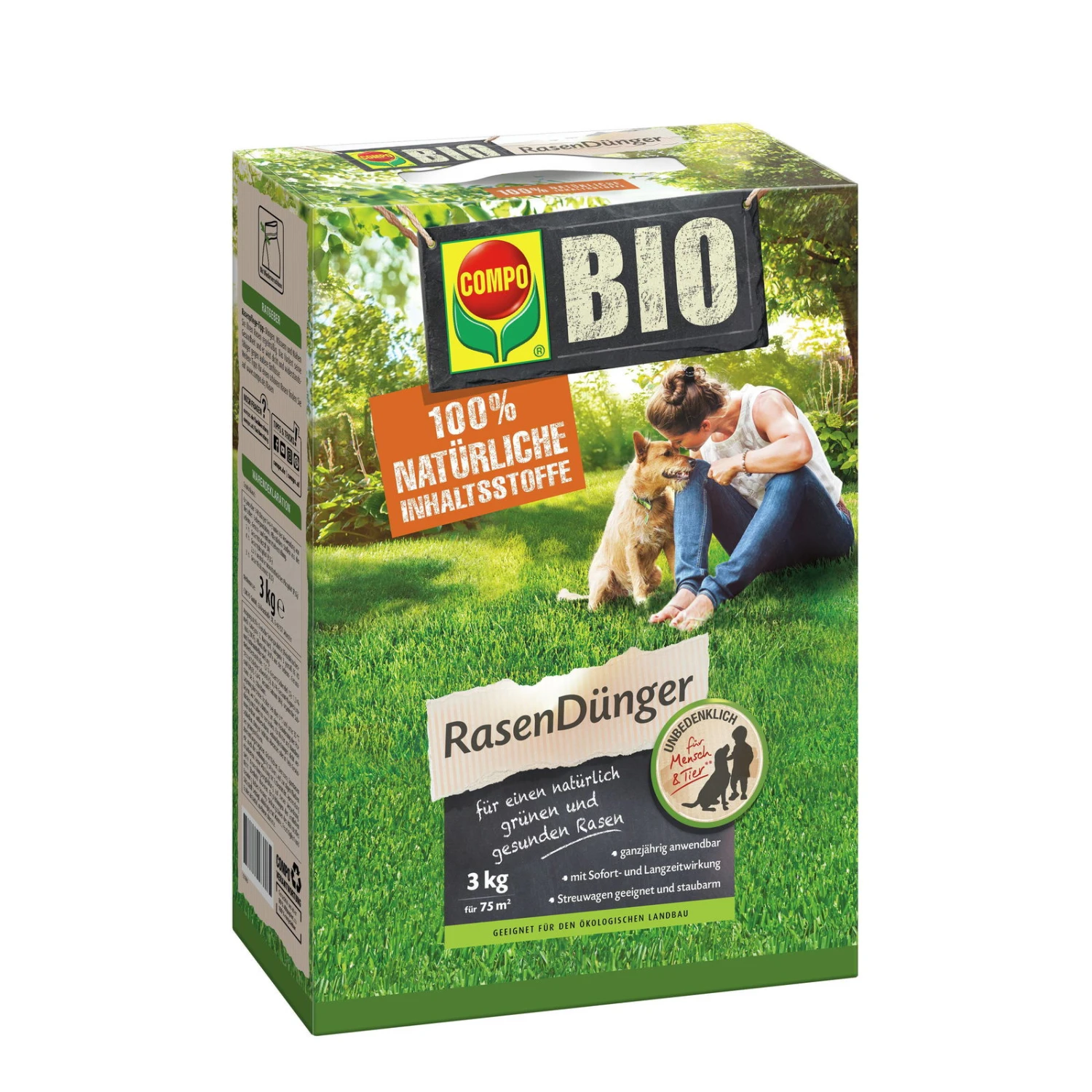 Compo Bio Rasendünger Für 75 Qm, 3 Kg