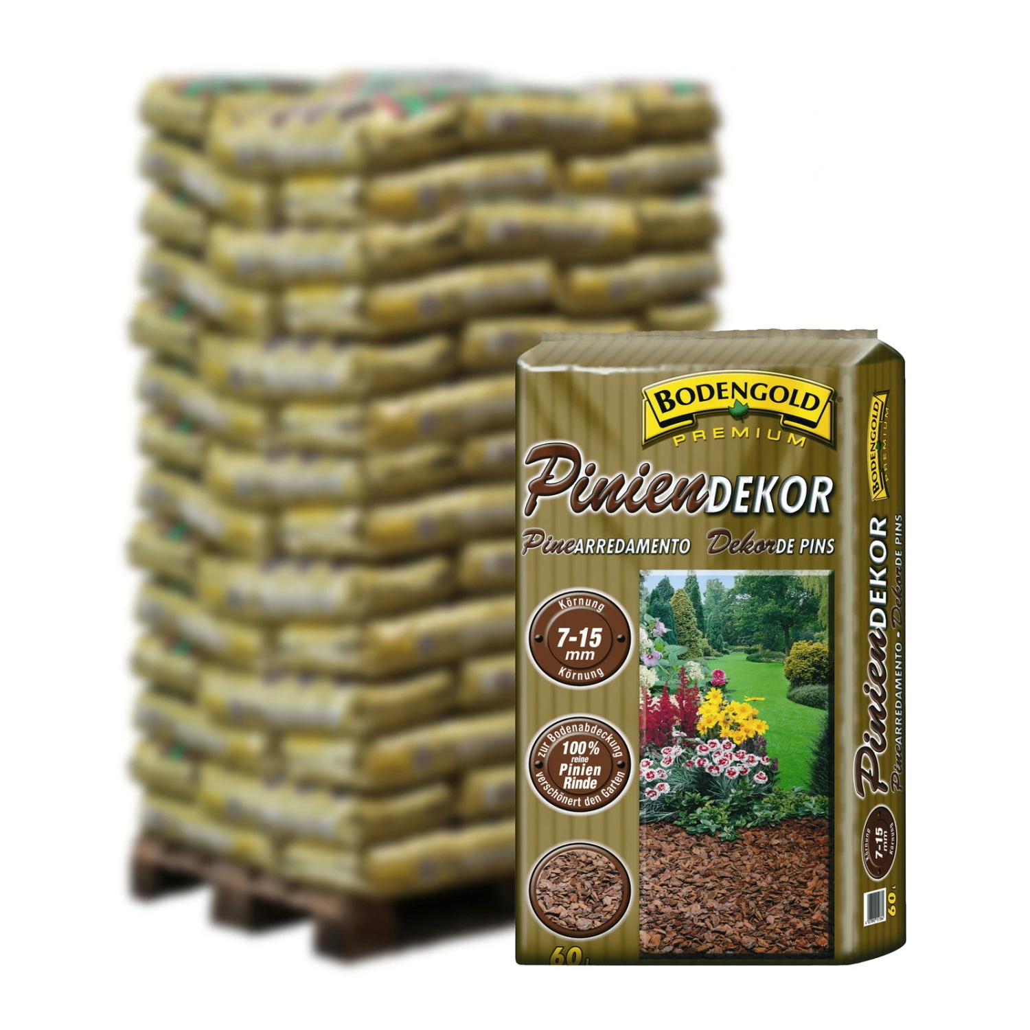 Piniendekor Braun, 7-15 Mm, 2340 L Gesamt, 39 Sack á 60 L