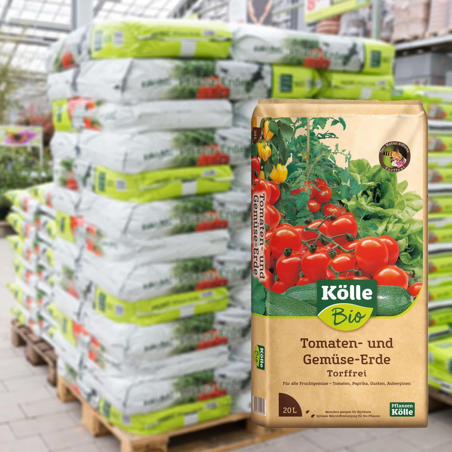 Tomaten- Und Gemüseerde Torffrei, 2400l, 120 Sack á 20 L, Palettenware