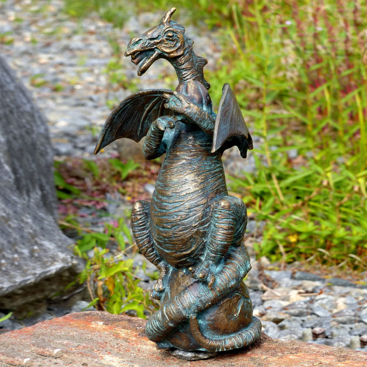 Rottenecker Bronze-Drache Mit Walnuss, Wasserspeiend, 29 X 19 X 11 Cm - Image 3