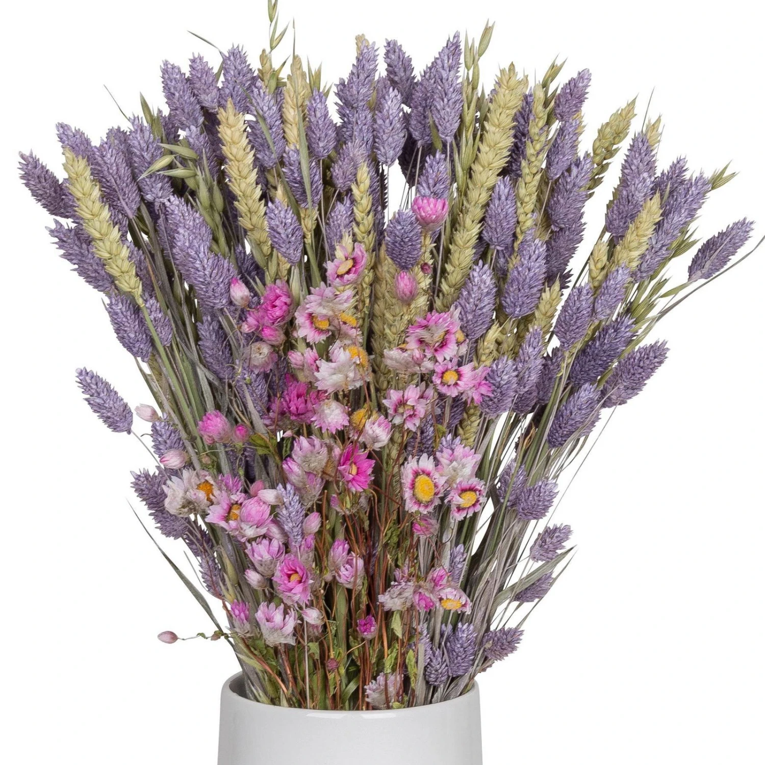 Rosa Trockenstrauß & Lila Glanzgras, 3er-Set, Länge Ca. 55 - 70 Cm