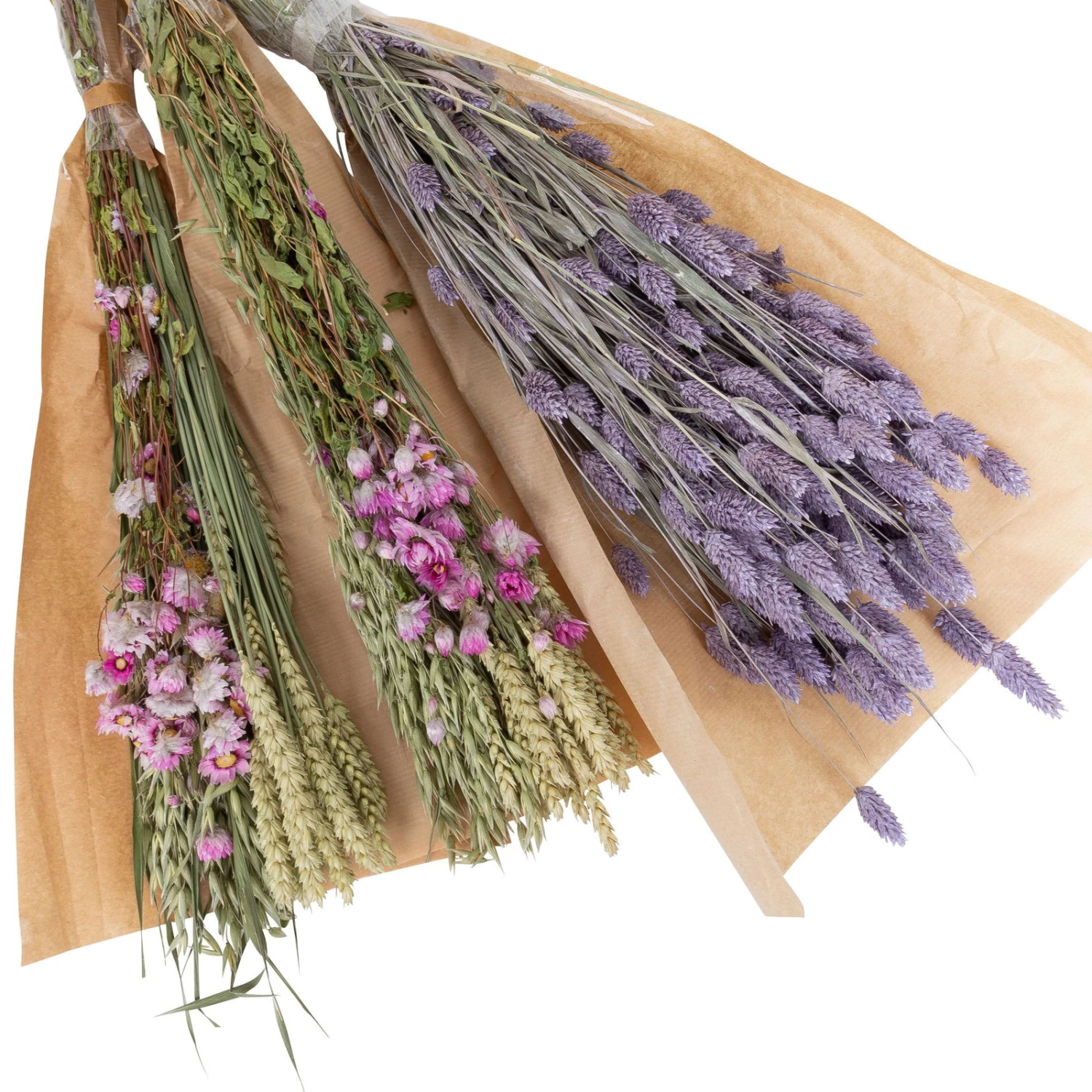 Rosa Trockenstrauß & Lila Glanzgras, 3er-Set, Länge Ca. 55 - 70 Cm - Image 2