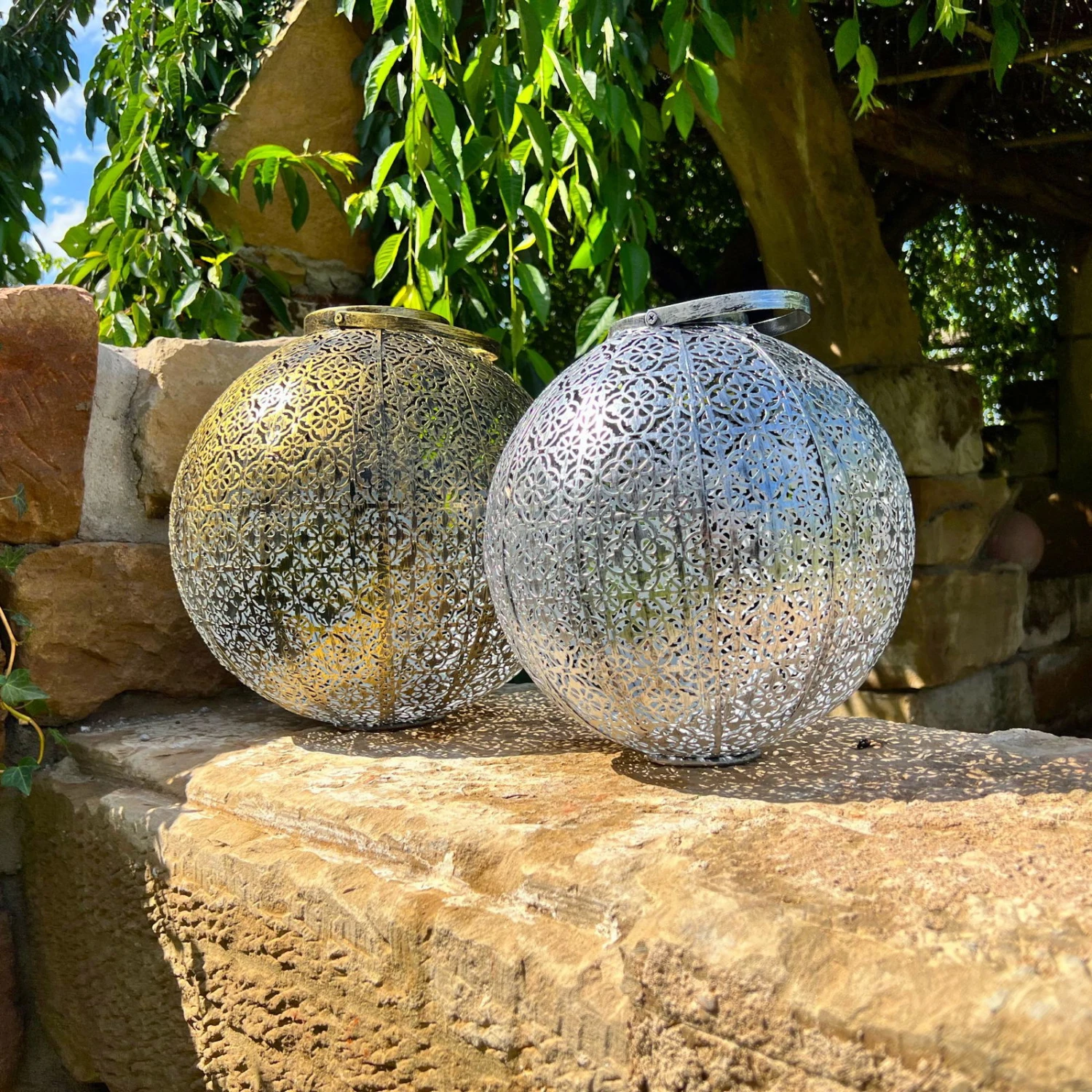 Kölle Solarlaterne Jumbo Damast, Silber Matt, Höhe 32 Cm, Ø 30 Cm - Image 2