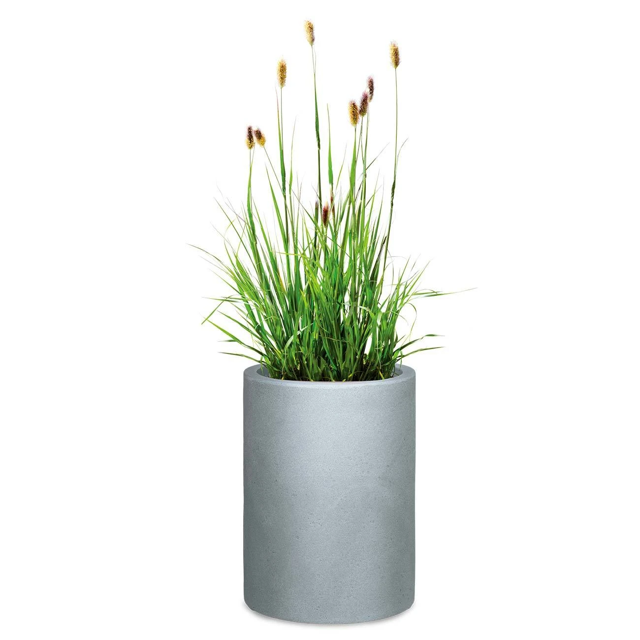 Pflanzgefäß 'Riva High', Rund, Steingrau, Kunststoff - Image 2