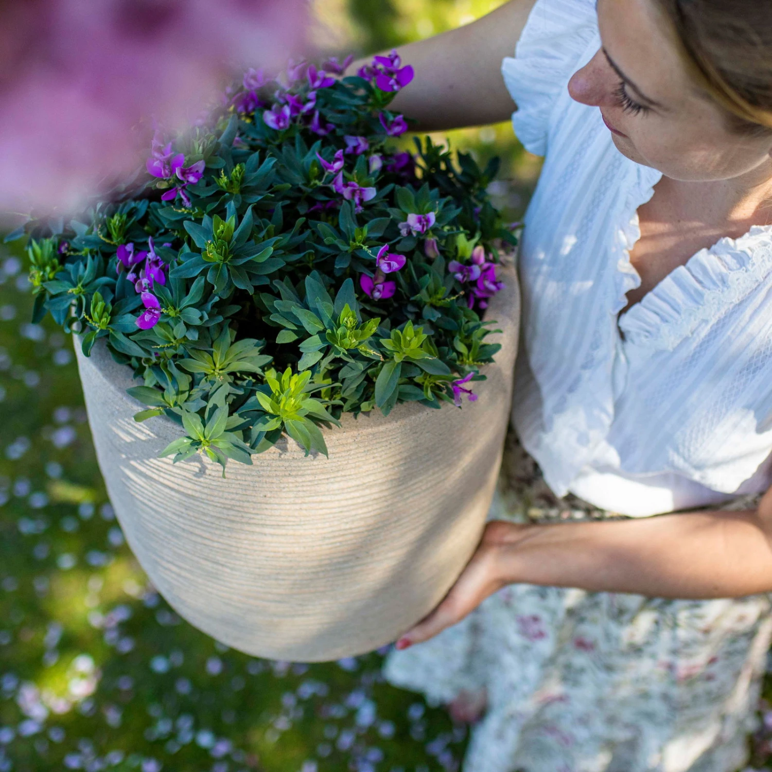Pflanzgefäß 'Rib', Beige, Ø 35 X H 34 Cm - Image 2