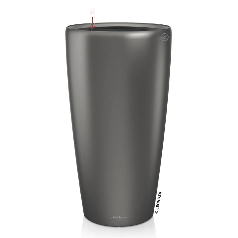 LECHUZA Rondo Premium, All-in-One-Set, Anthrazit-metallic, Ø 33 Cm, H:56 Cm - Image 2