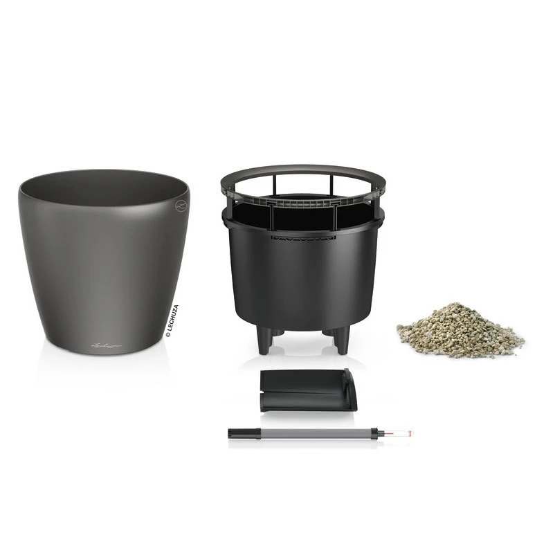 LECHUZA Classico Premium 35 LS, Anthrazit-metallic, All-in-One-Set, Ø 35 Cm H:33 Cm - Image 3