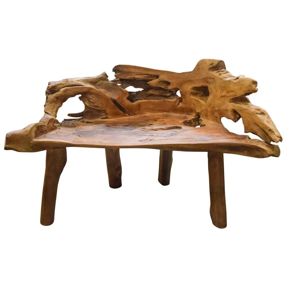 Wurzelholzbank "Root Bench" Aus Recyceltem Teakholz, LĂ€nge Ca. 120-140 Cm