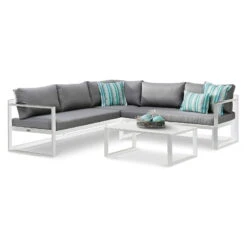 Best Loungeset "Rhodos" 3tlg. Weiß, Modernes Design, Komfortabel, Groß