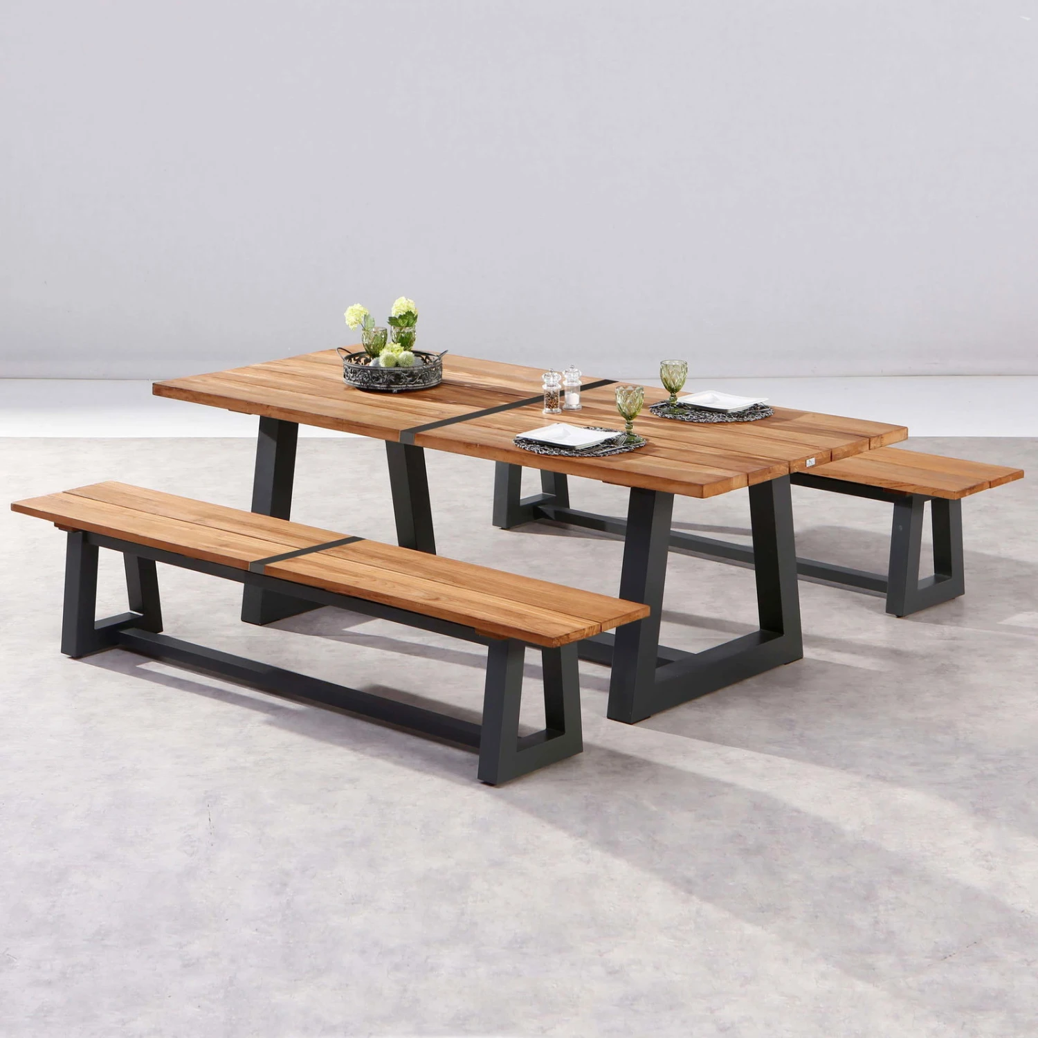 Best Alu-Bank Campione, Teakholz, Anthrazit, 45 X 220 X 40 Cm - Image 4