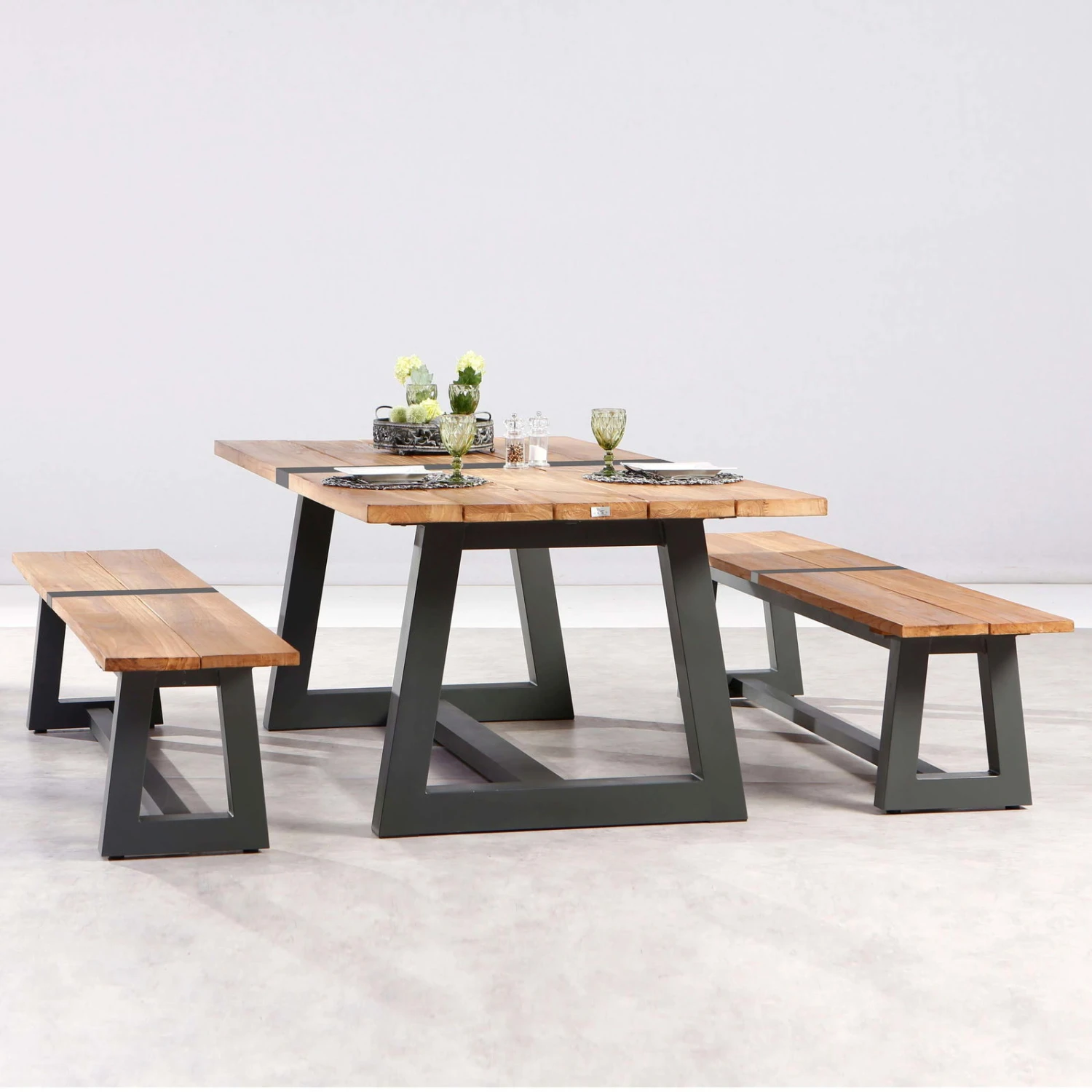 Best Alu-Bank Campione, Teakholz, Anthrazit, 45 X 220 X 40 Cm - Image 5