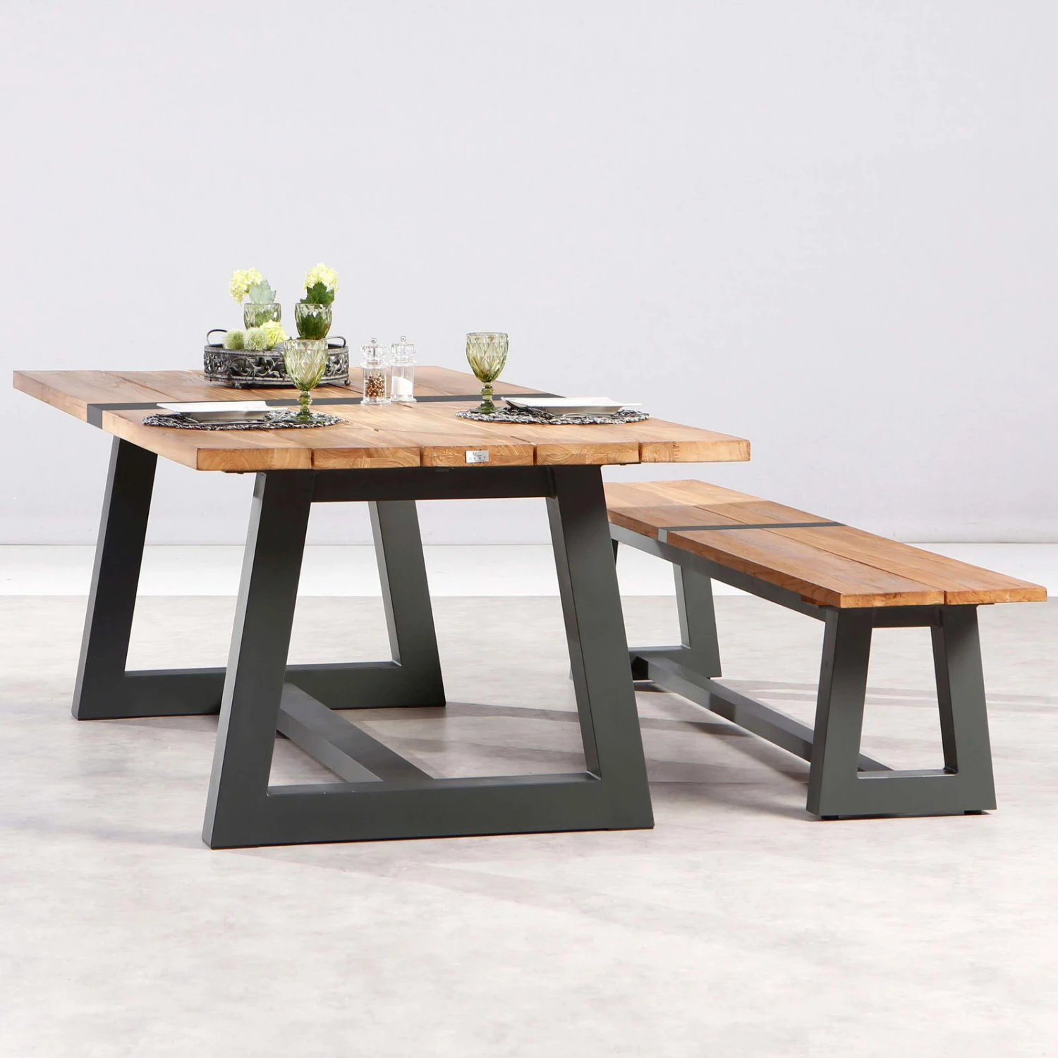 Best Alu-Bank Campione, Teakholz, Anthrazit, 45 X 220 X 40 Cm - Image 3