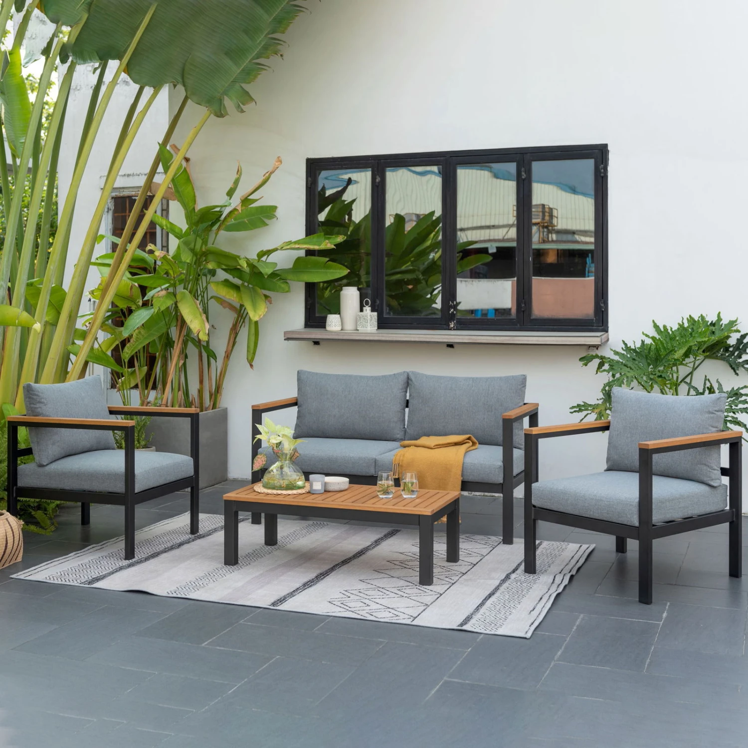 Loungeset 'Kingsbury' Inkl. Auflagen, 5tlg., Dunkelgrau - Image 2