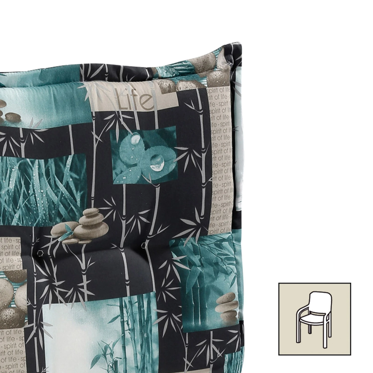 Best Niederlehnerauflage Bambus, Anthrazit/grau/türkis, Ca. 100x50x7 Cm