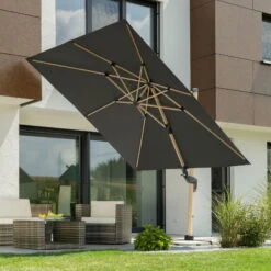 Pendelschirm 'Rhodos Twist Woody', Anthrazit, Ca. 300 X 300 Cm