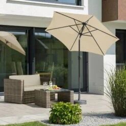 Mittelstockschirm 'Bilbao', Ø Ca. 220 Cm, Natur