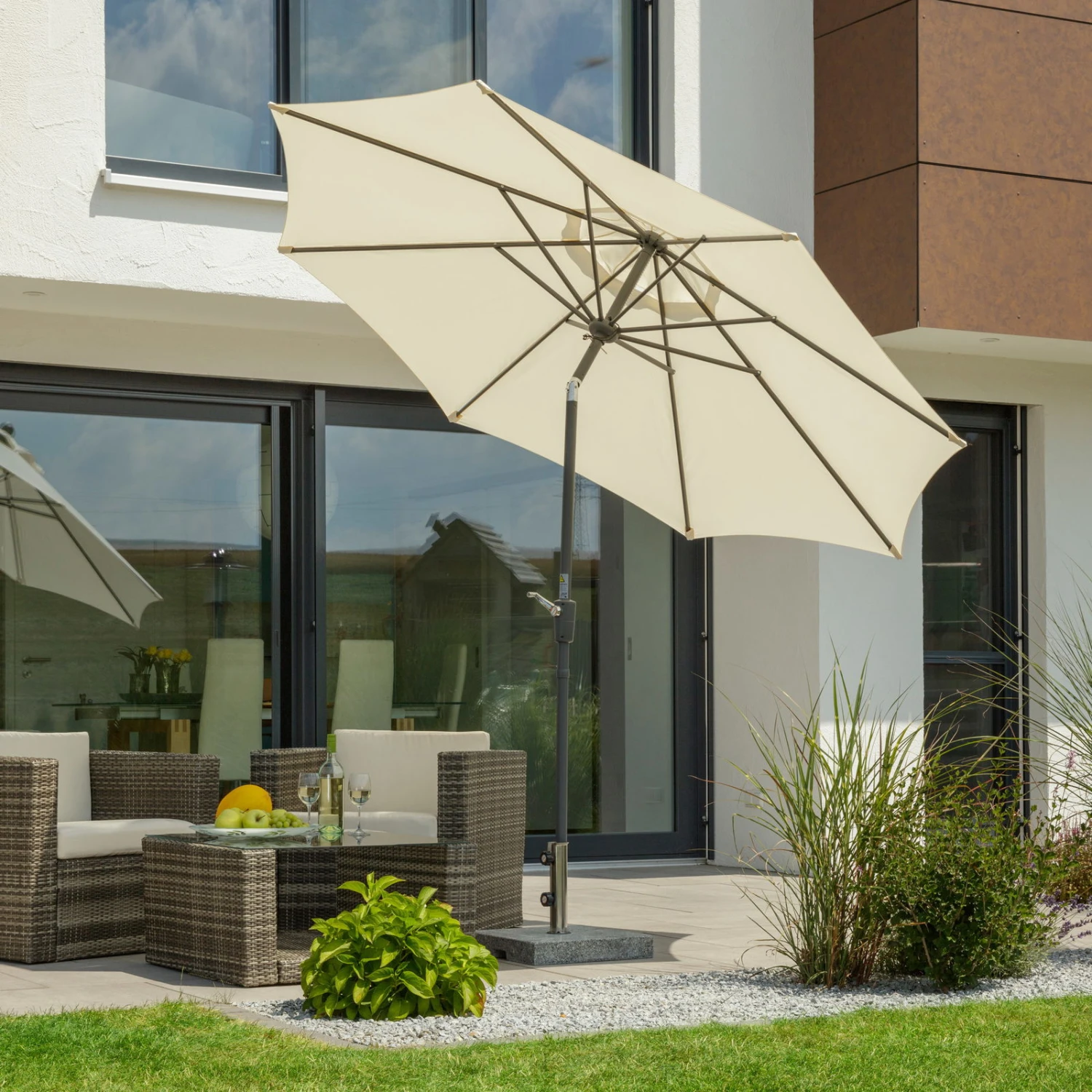 Mittelstockschirm 'Harlem', Ø Ca. 270 Cm, Natur