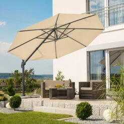 Sonnenschirm 'Rhodos Grande', Ø 400 Cm, Natur