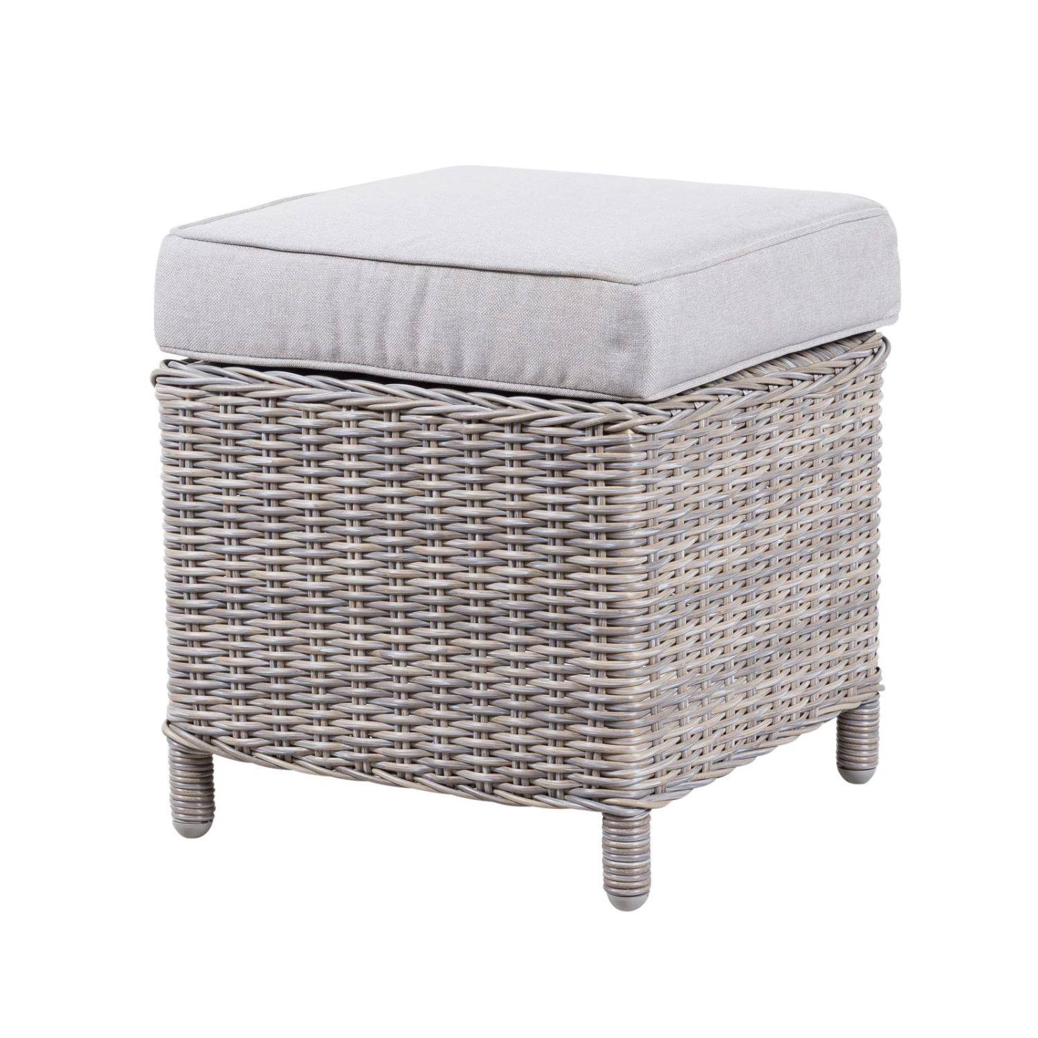 Hocker "Heidelberg", Ca. 40 X 40 X H 45 Cm, Stone Grey, Rattanbaun